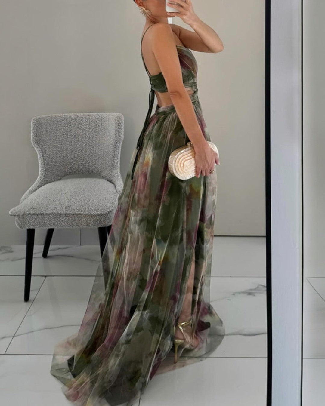 Liora | Floral Chiffon Maxi Dress