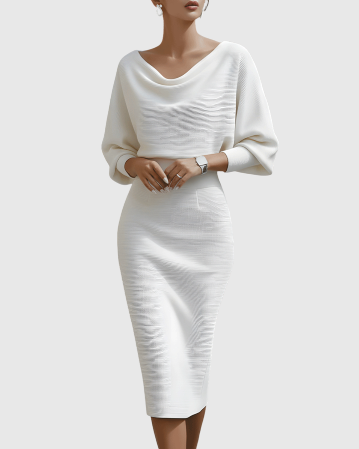 Isméria | Draped Batwing Midi Dress