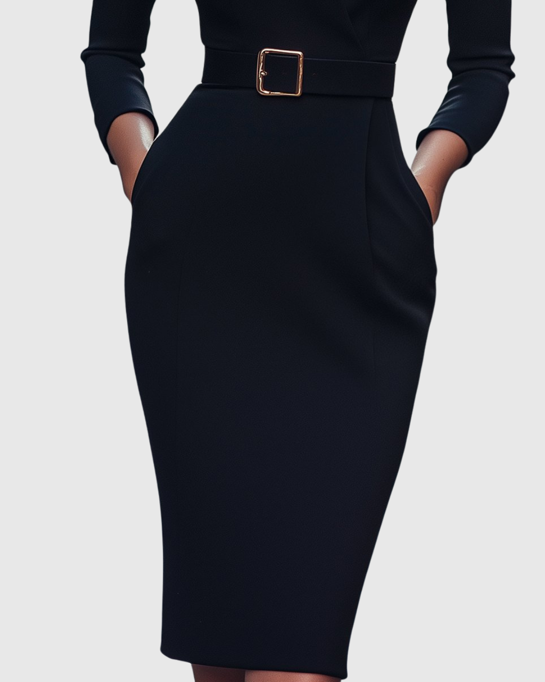 Velmira | Belted Pencil Midi Dress