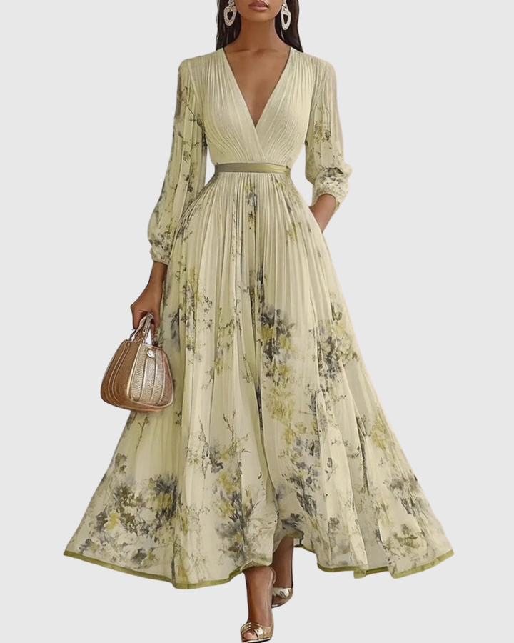 Zavelle | Pleated Floral Maxi Dress