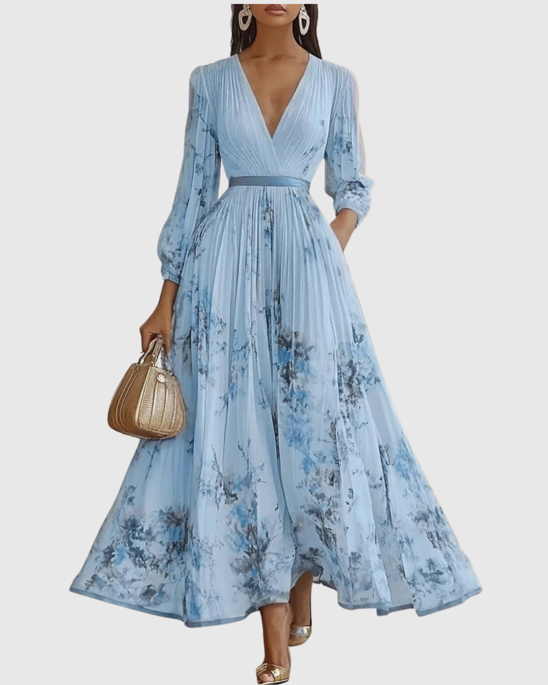 Zavelle | Pleated Floral Maxi Dress