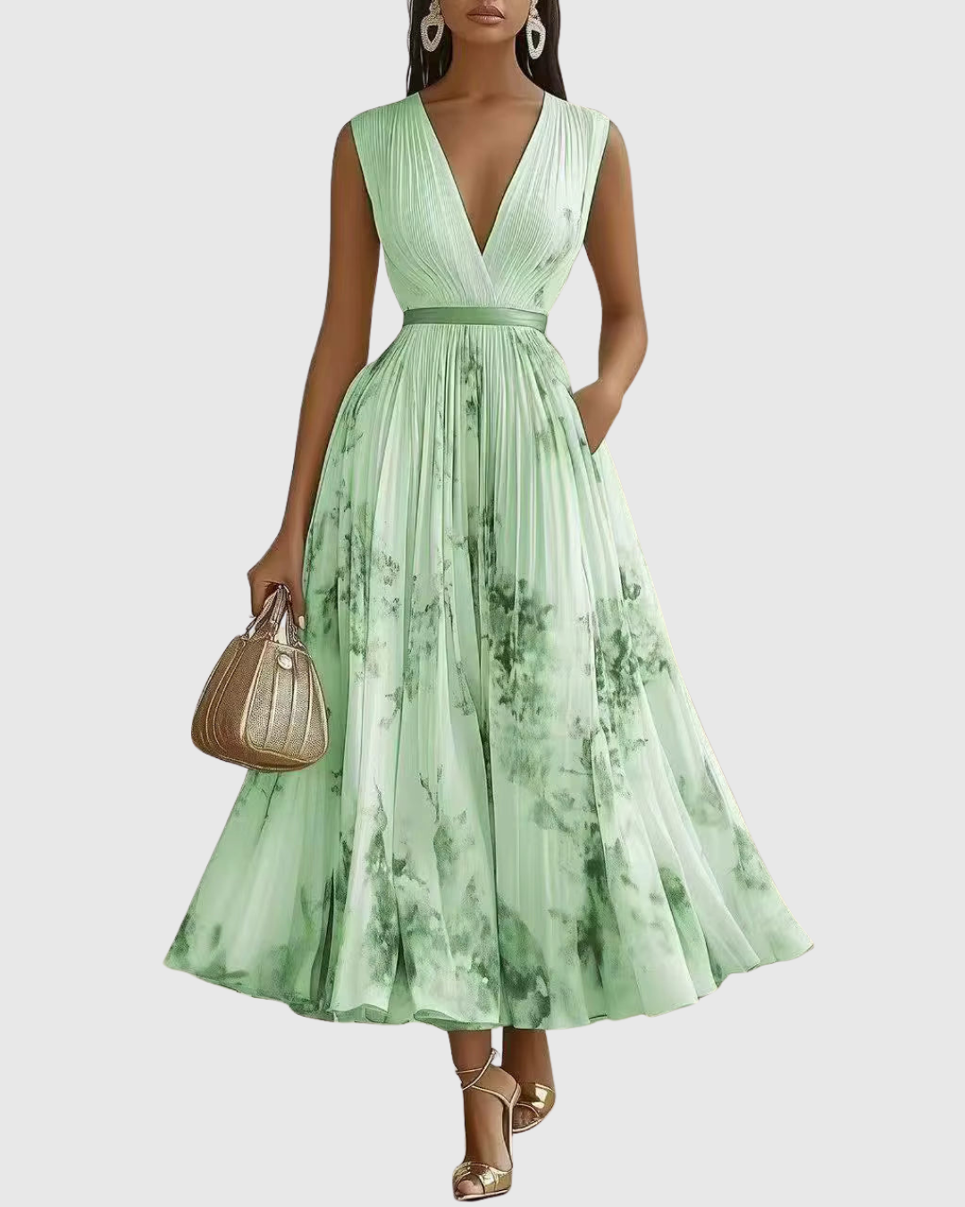 Zavelle | Pleated Floral Maxi Dress