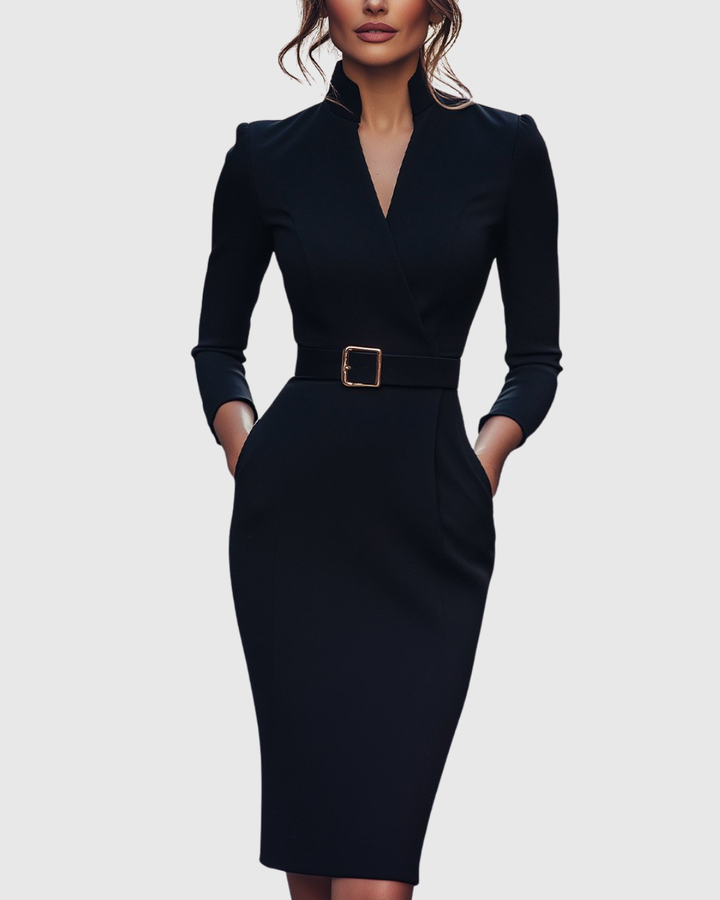 Velmira | Belted Pencil Midi Dress