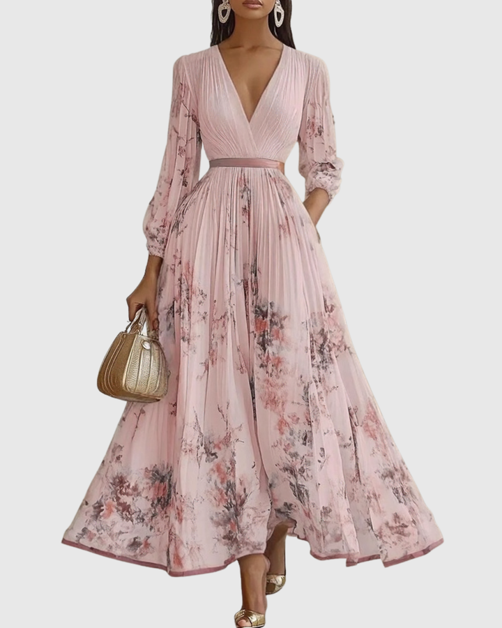 Zavelle | Pleated Floral Maxi Dress