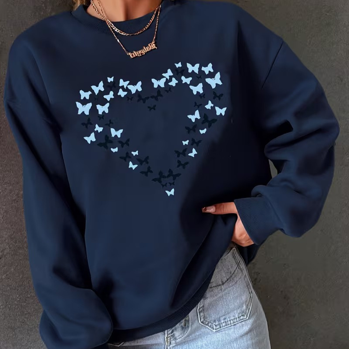 Blue Butterfly Heart Sweatshirt | Together Against Diabetes
