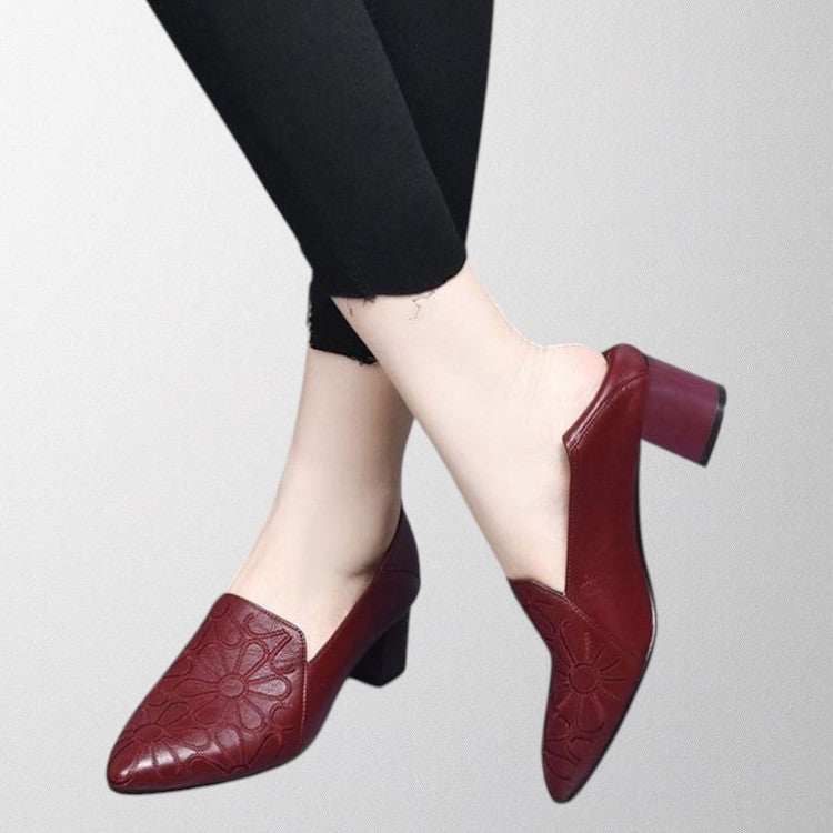 Olivia | Vegan Leather Embroidered Pumps