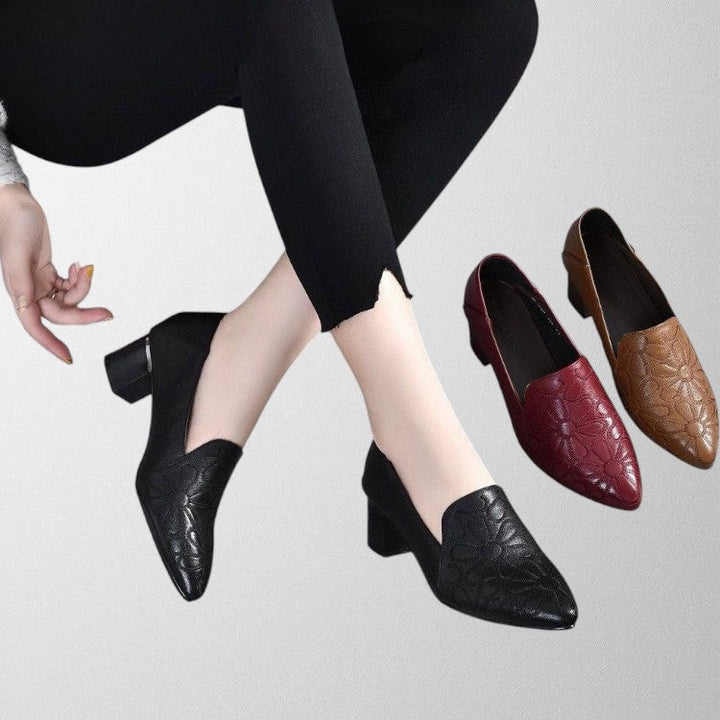Olivia | Vegan Leather Embroidered Pumps