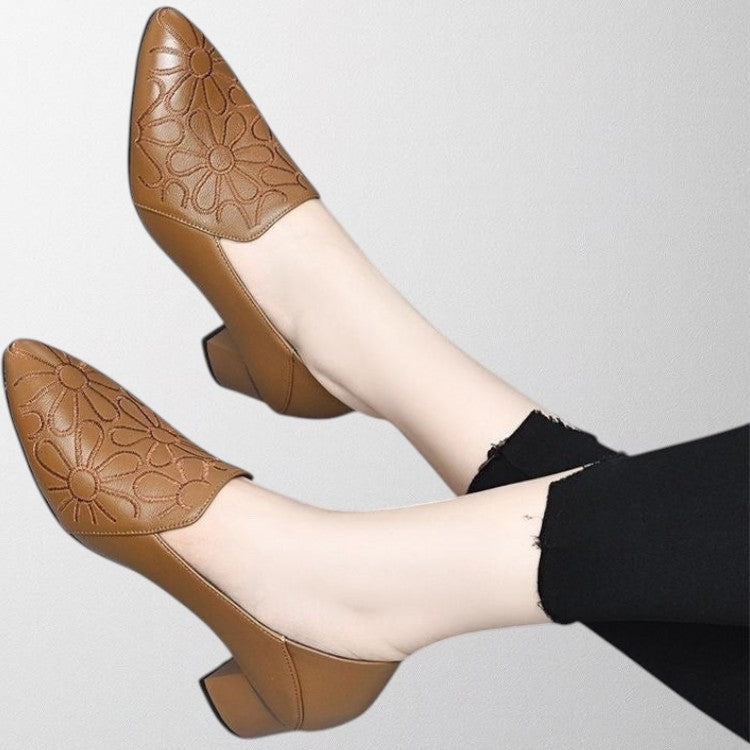 Olivia | Vegan Leather Embroidered Pumps