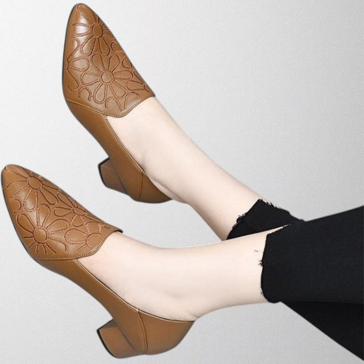 Olivia | Vegan Leather Embroidered Pumps