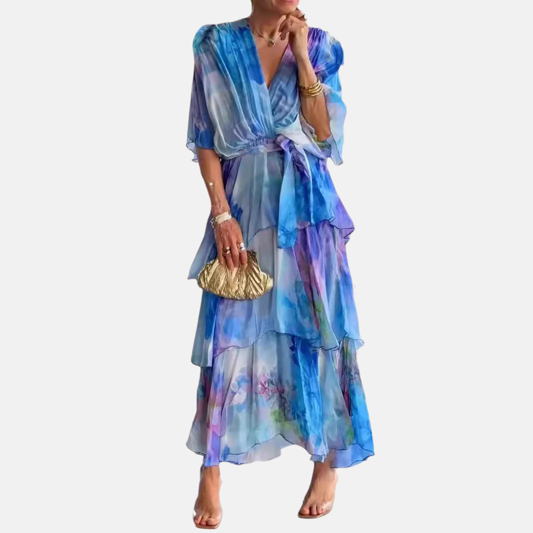 Evelyn | Layered Chiffon Wrap Dress
