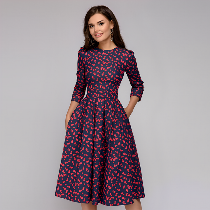 Elisabeth - Floral Long Sleeve Fit & Flare Dress