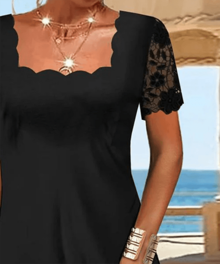 Maria | Ruffled Black Midi Dress