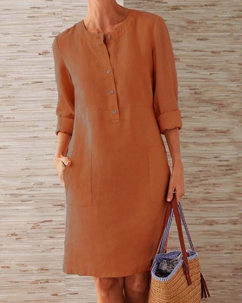 Matilda | Linen Blend Buttoned Dress