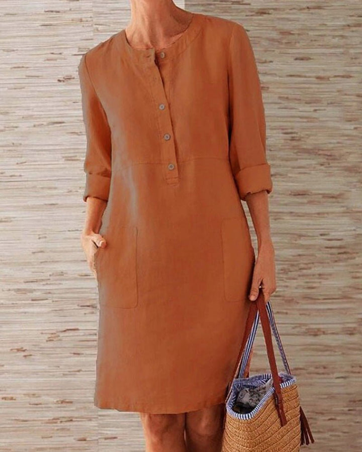 Matilda | Linen Blend Buttoned Dress