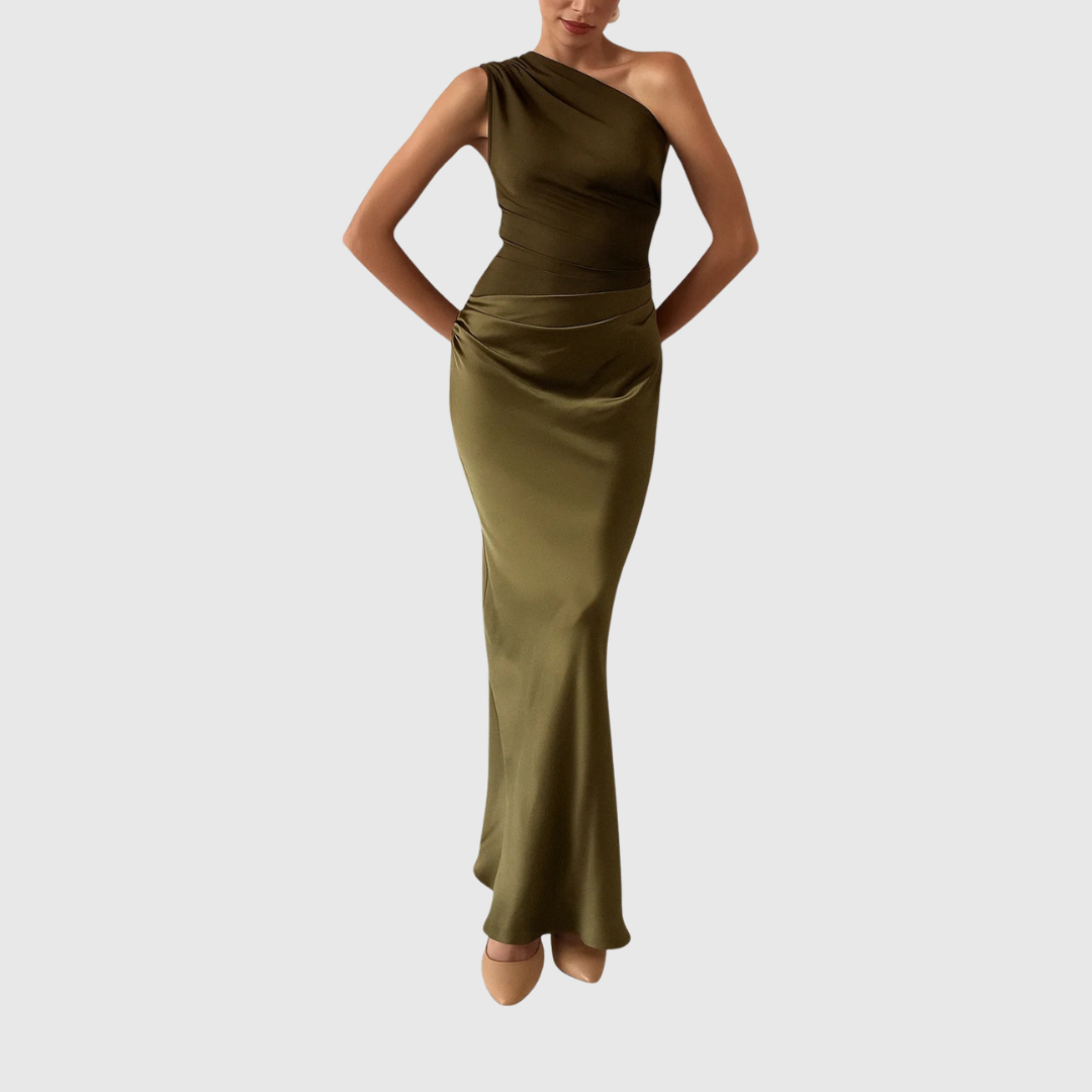 Elara | Asymmetric Satin Evening Gown
