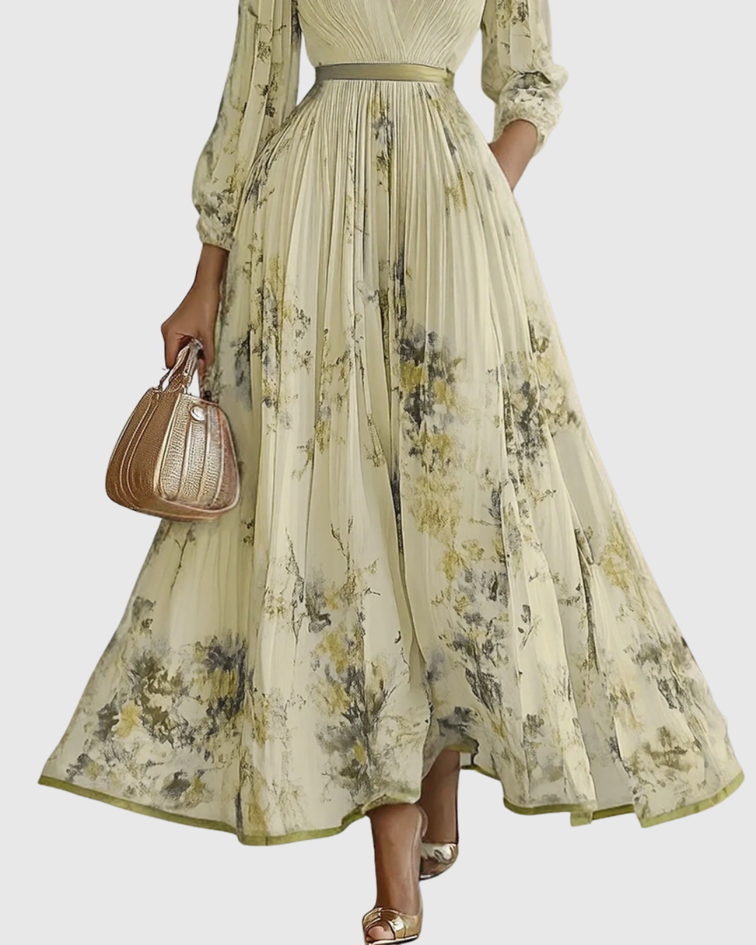 Zavelle | Pleated Floral Maxi Dress