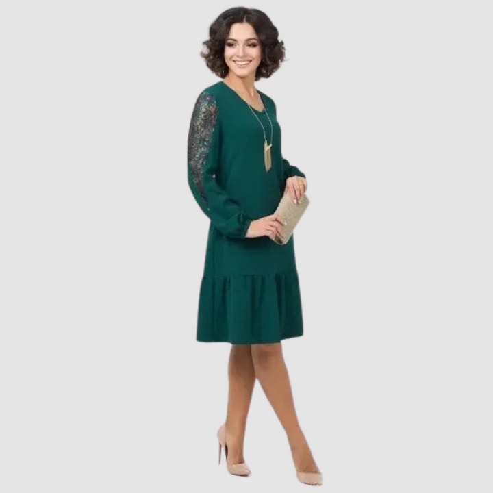 Velina | Lace Sleeve Midi Dress