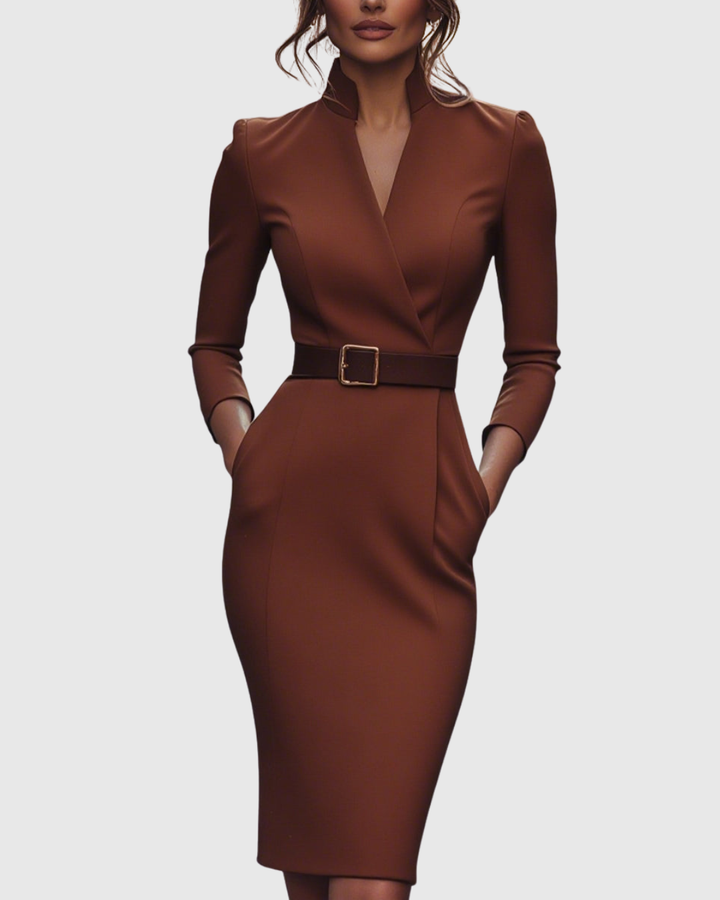 Velmira | Belted Pencil Midi Dress