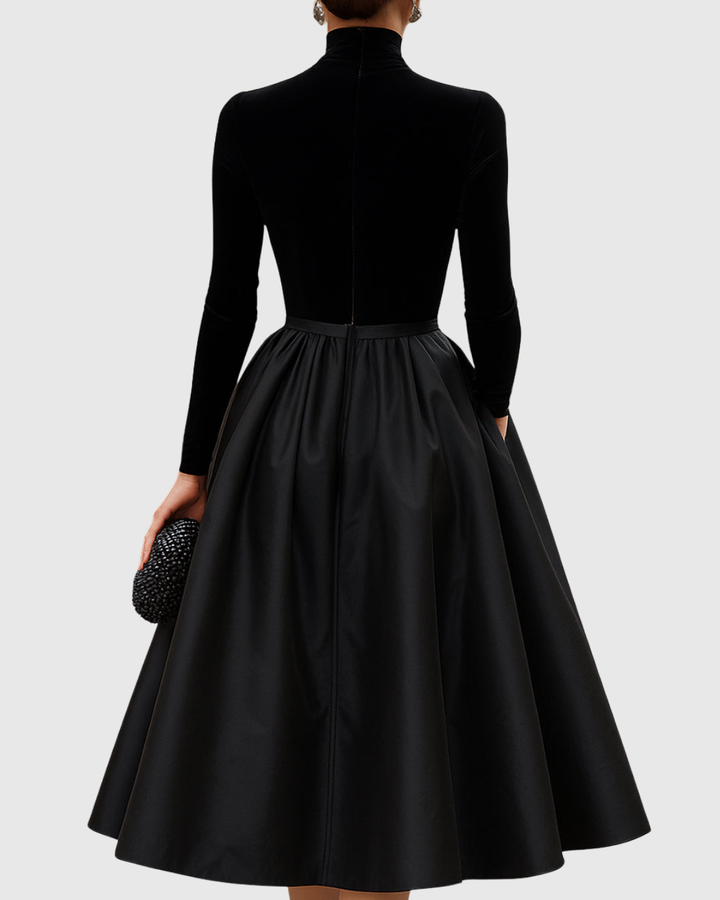 Evara | Velvet Satin Midi Dress
