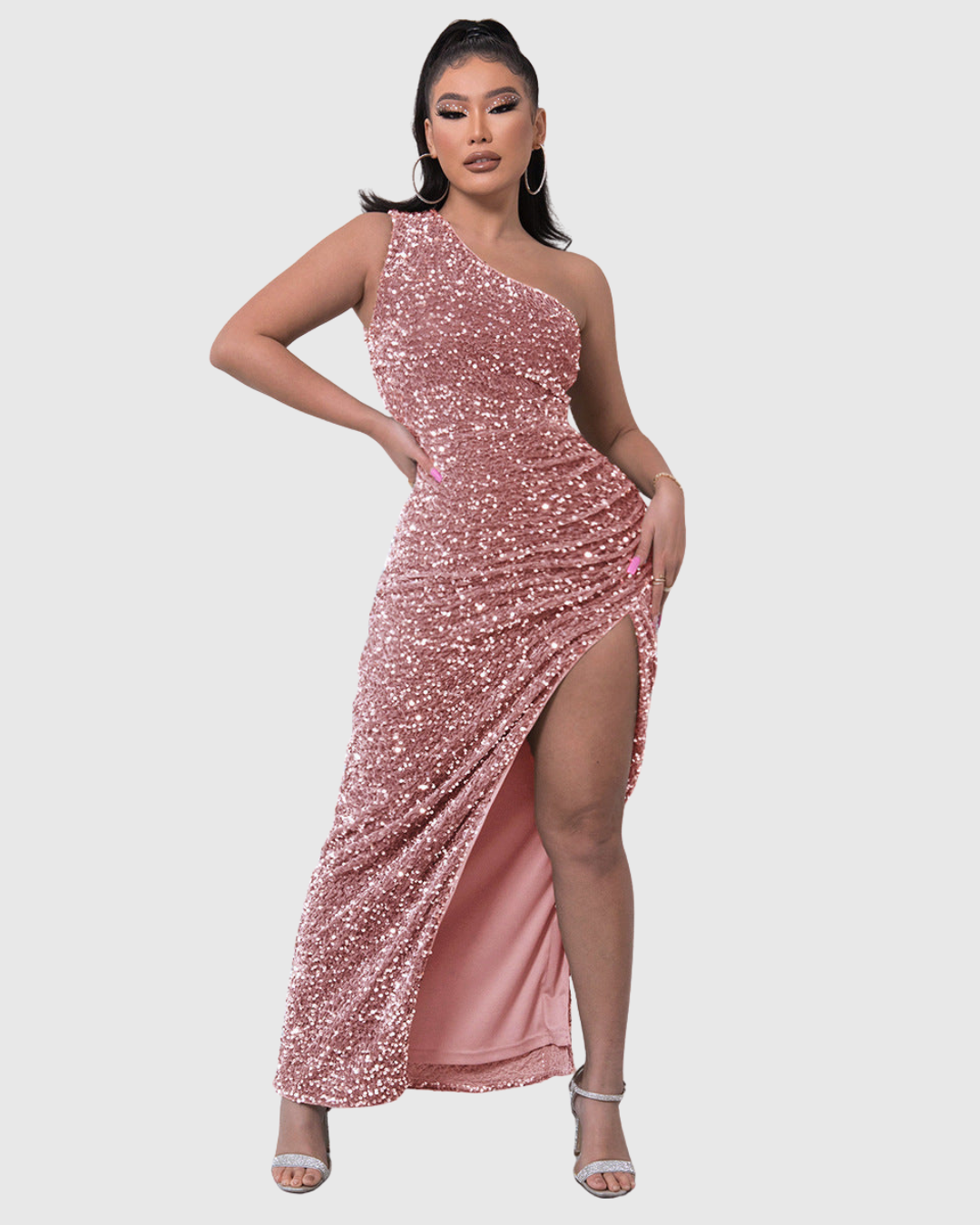 Lillian | One-Shoulder Sequin Evening Dress
