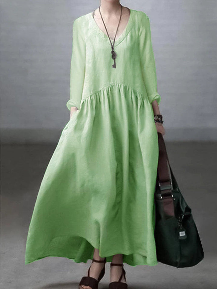 Eloria | Cotton Linen V-Neck Dress