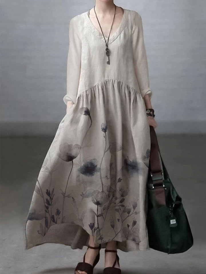 Eloria | Cotton Linen V-Neck Dress