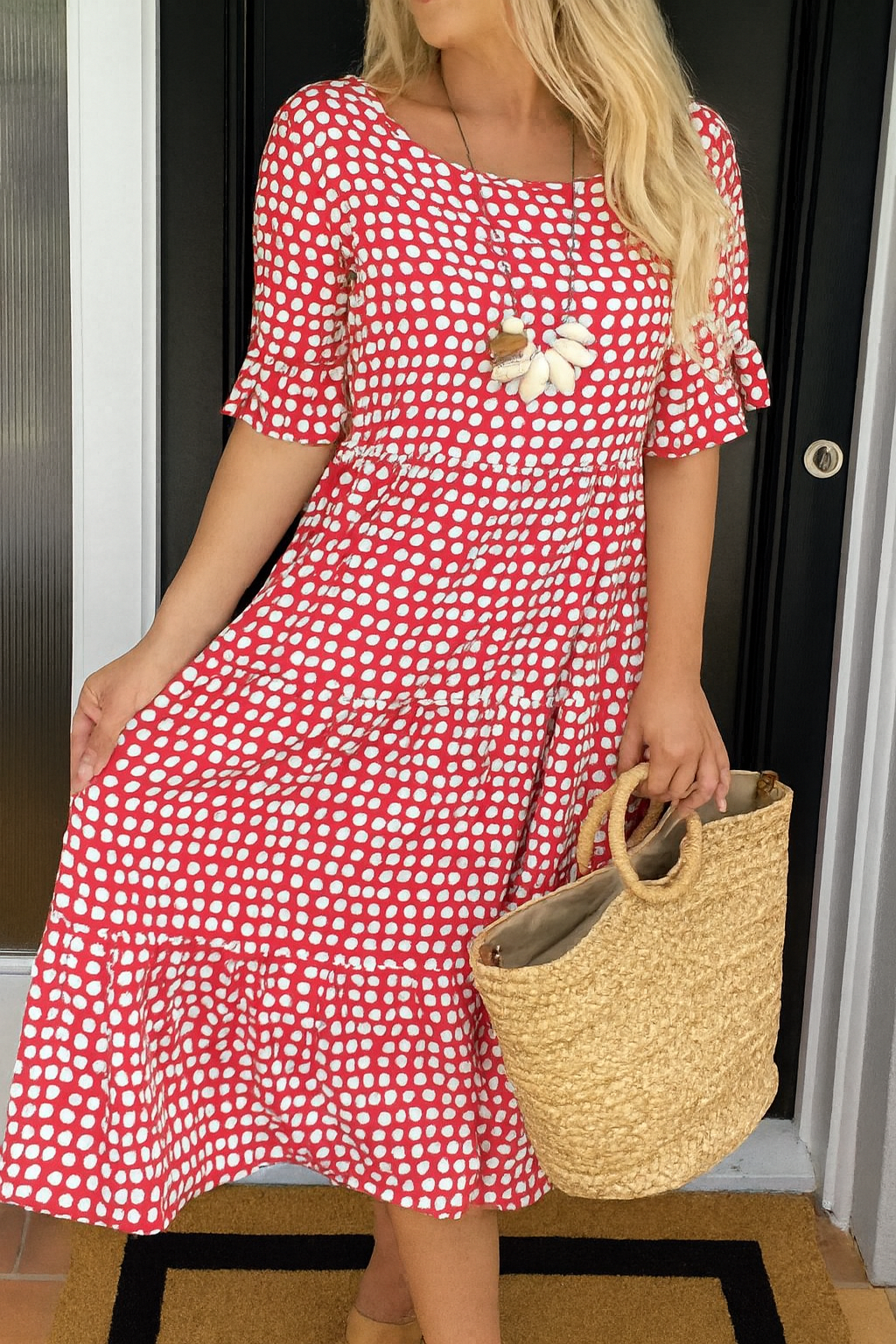 Iris | Elegant Short-Sleeve Midi Dress