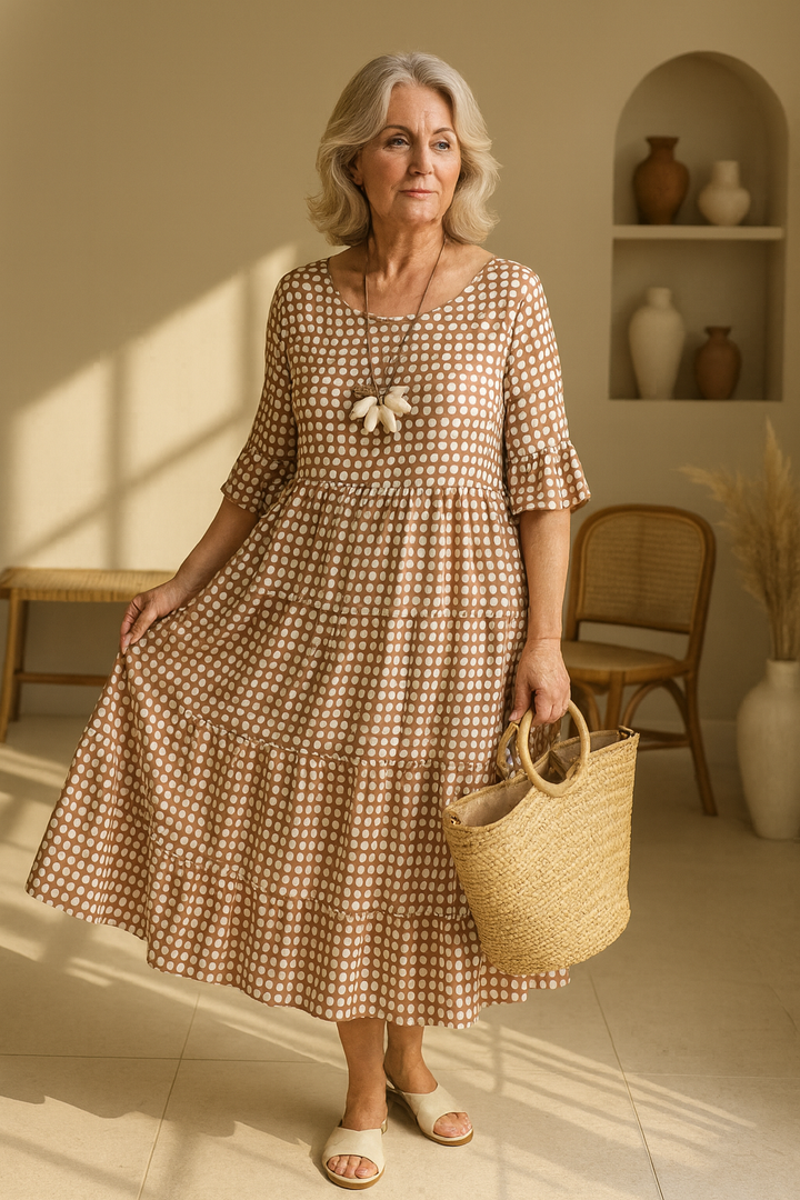 Iris | Elegant Short-Sleeve Midi Dress