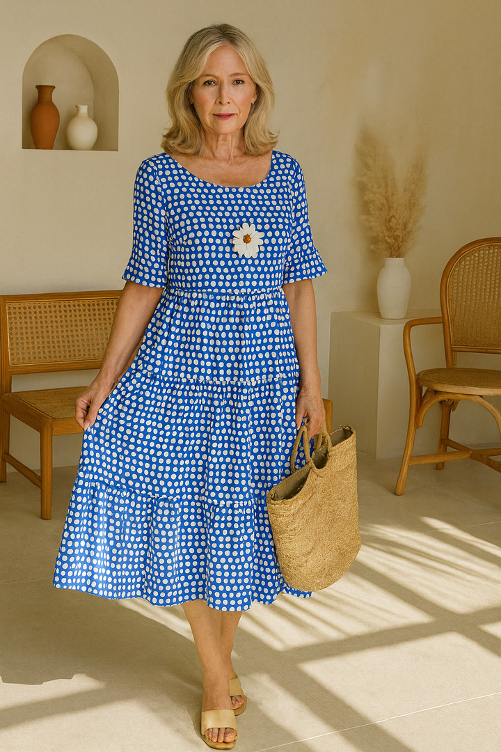 Iris | Elegant Short-Sleeve Midi Dress