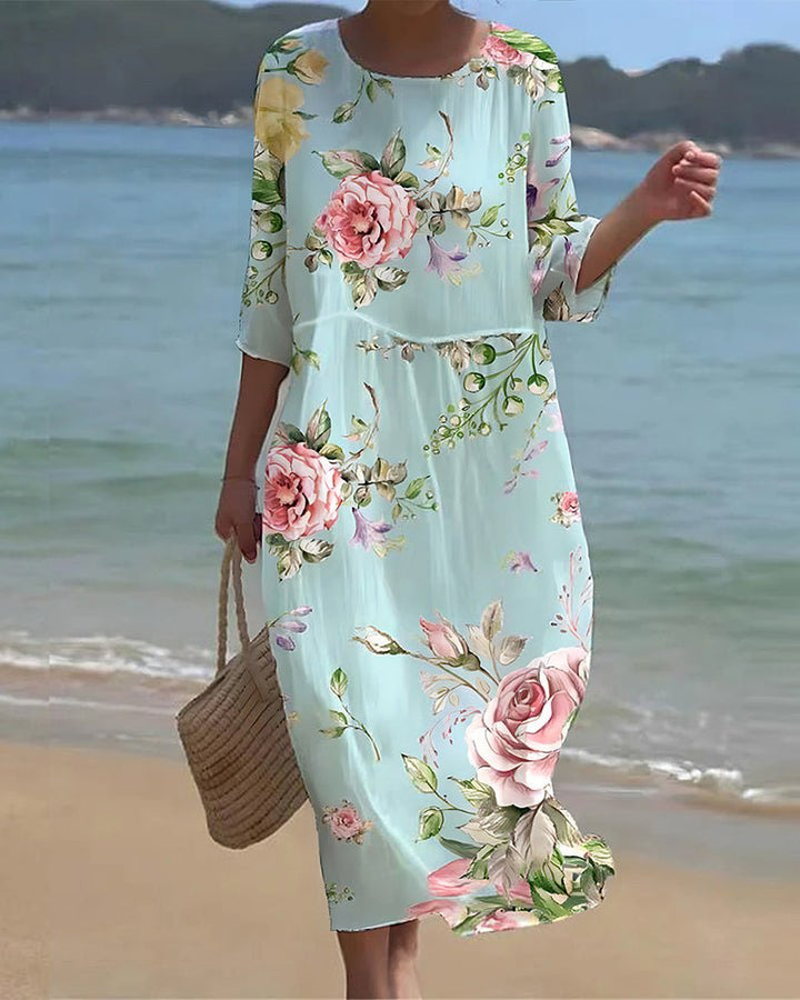 Kaelis | Sunset Floral Midi Dress