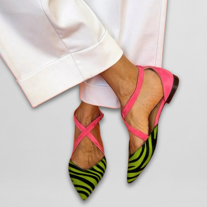 Fern | Zebra Strap Ballerinas
