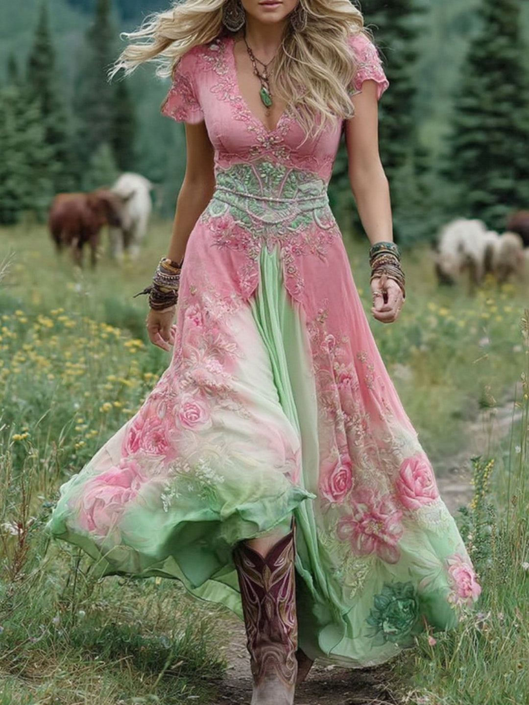 Lavira | Gradient Floral Maxi Dress