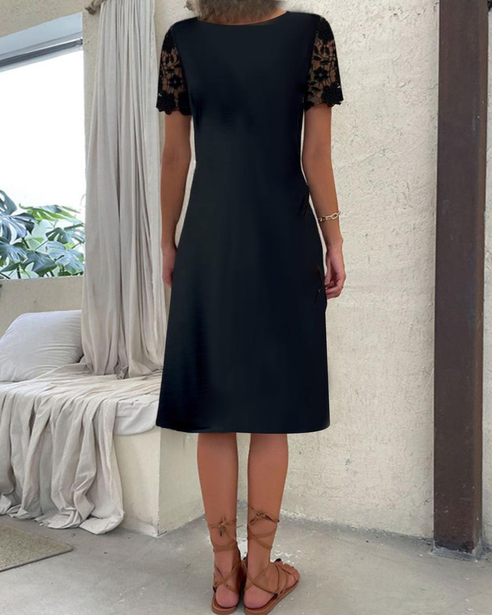 Maria | Ruffled Black Midi Dress