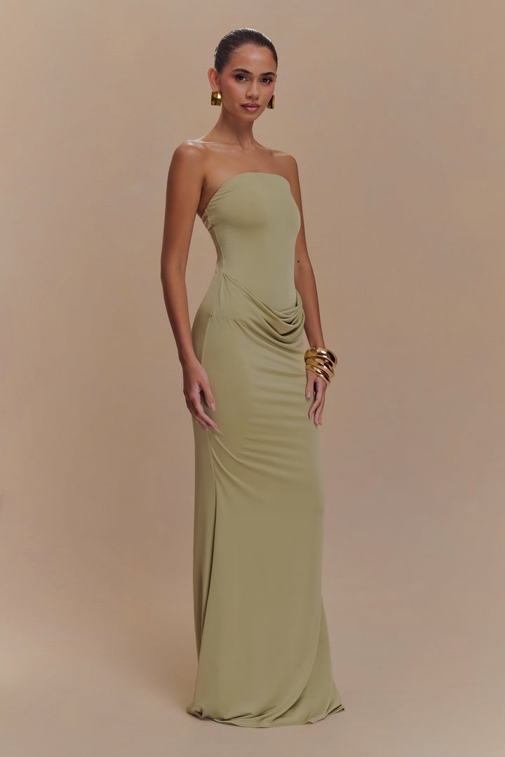 Madison | Slinky Maxi Dress - Sage