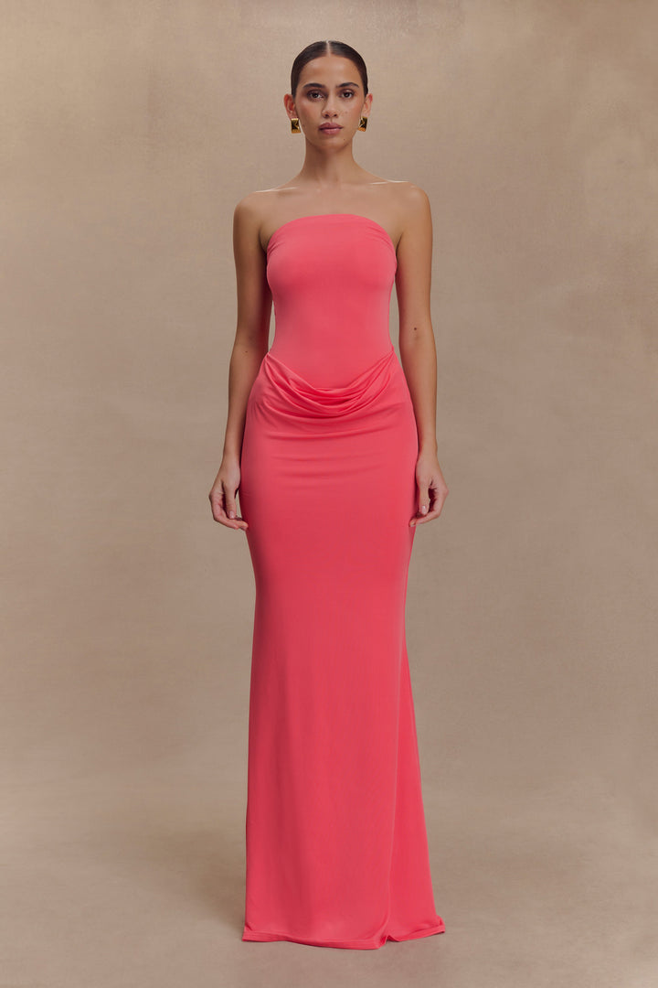 Madison | Slinky Maxi Dress - Coral Pink