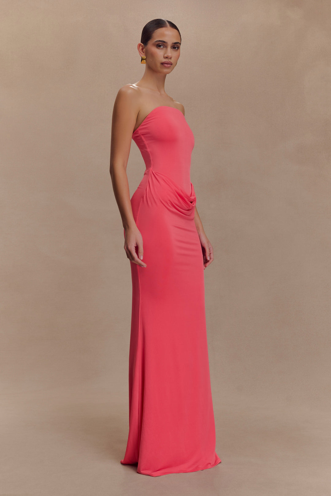 Madison | Slinky Maxi Dress - Coral Pink