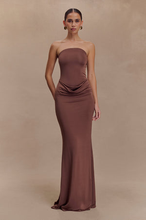 Madison | Slinky Maxi Dress - Chocolate