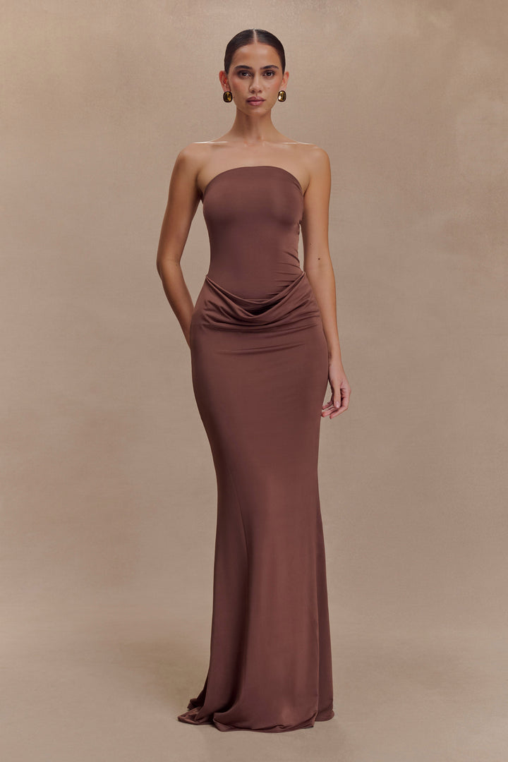 Madison | Slinky Maxi Dress - Chocolate