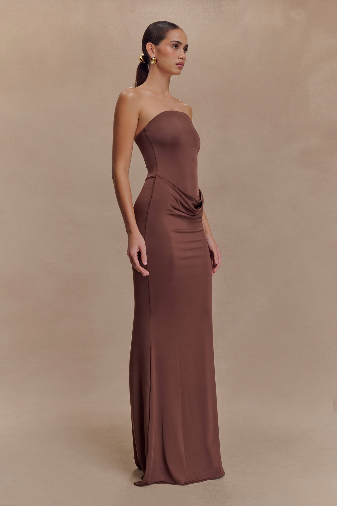 Madison | Slinky Maxi Dress - Chocolate