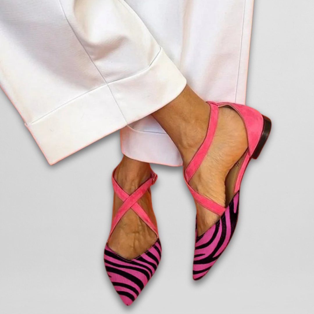 Fern | Zebra Strap Ballerinas