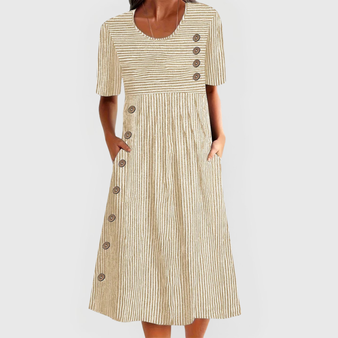 Elowra | Striped Comfort Midi Dress