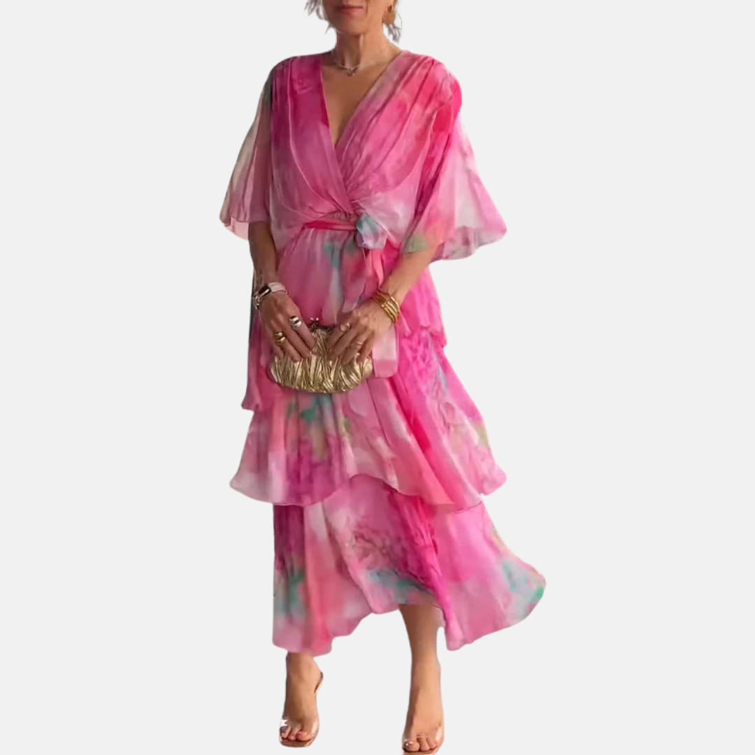 Evelyn | Layered Chiffon Wrap Dress