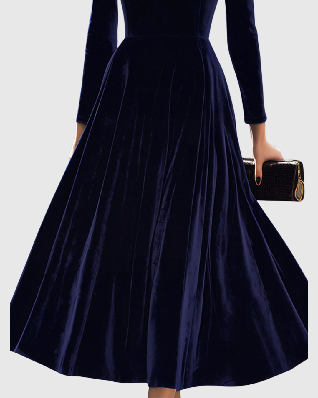 Sibella | Velvet Long-Sleeve Midi Dress