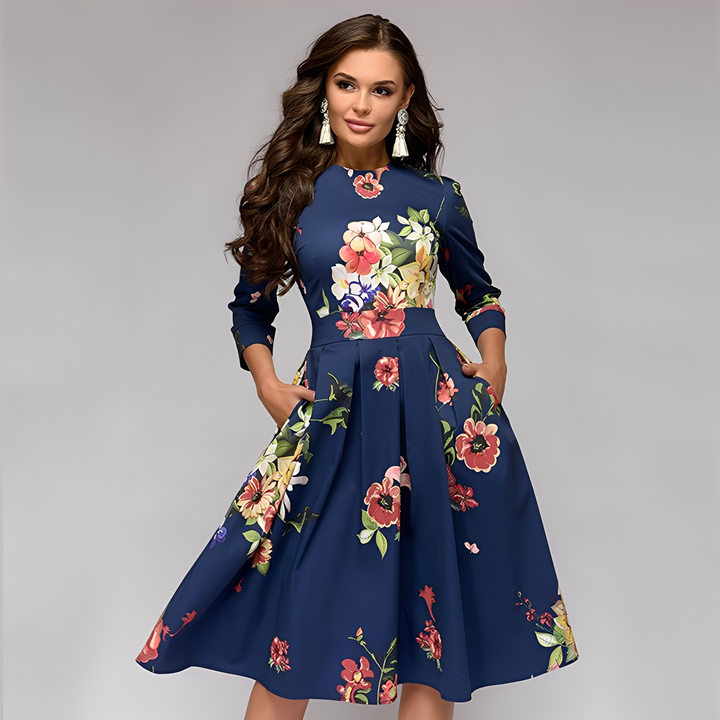 Elisabeth - Floral Long Sleeve Fit & Flare Dress