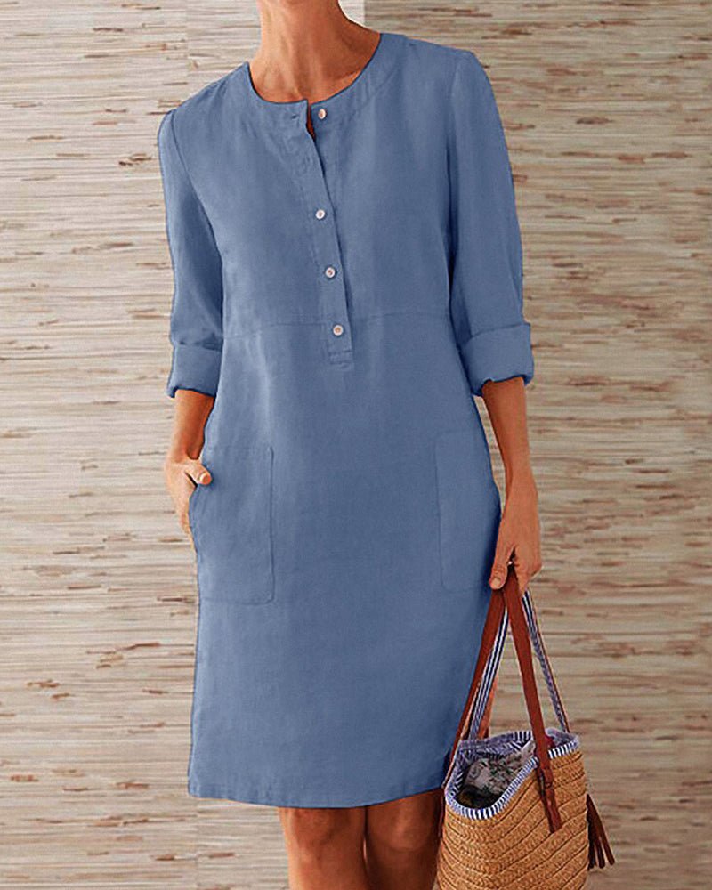 Matilda | Linen Blend Buttoned Dress