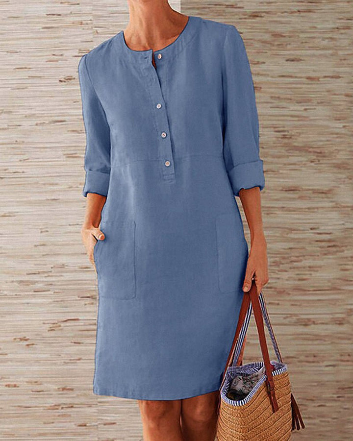 Matilda | Linen Blend Buttoned Dress