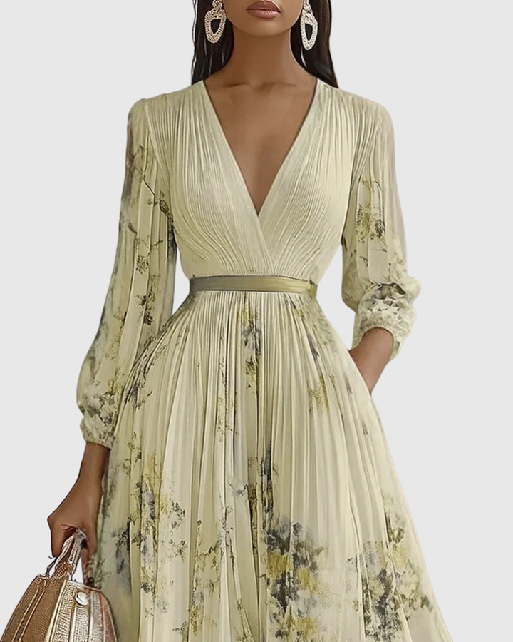 Zavelle | Pleated Floral Maxi Dress