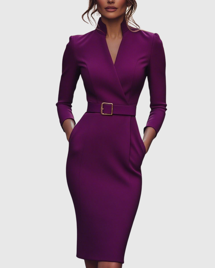 Velmira | Belted Pencil Midi Dress