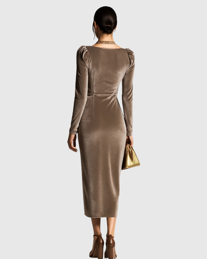 Zorelle | Velvet Pleated Midi Dress