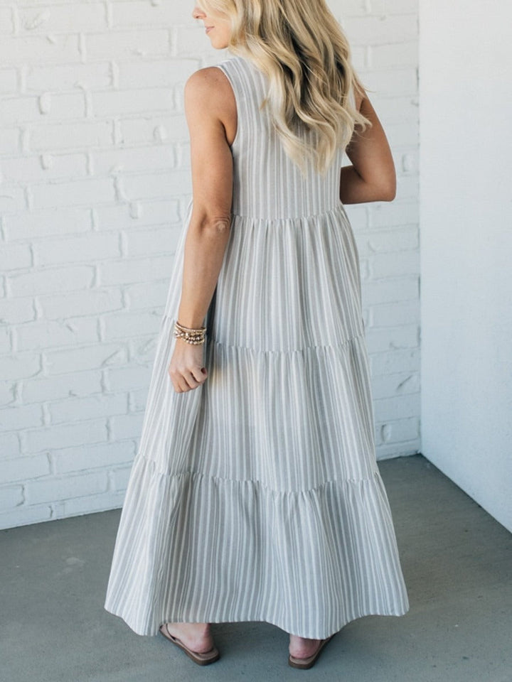 Gisela | Striped Ruffle Maxi Dress